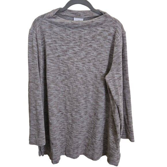 J. Jill NWOT Velour Funnel Neck Tan Space Dye Tunic Moonstone Bell Sleeve Size L - Picture 2 of 9